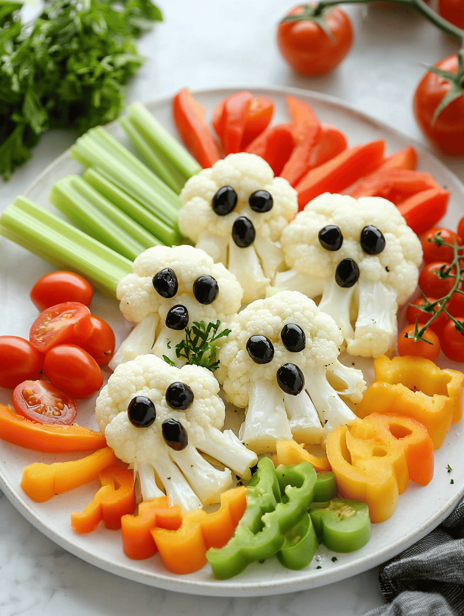 Spook-tacular Ghost Veggie Platter for Halloween