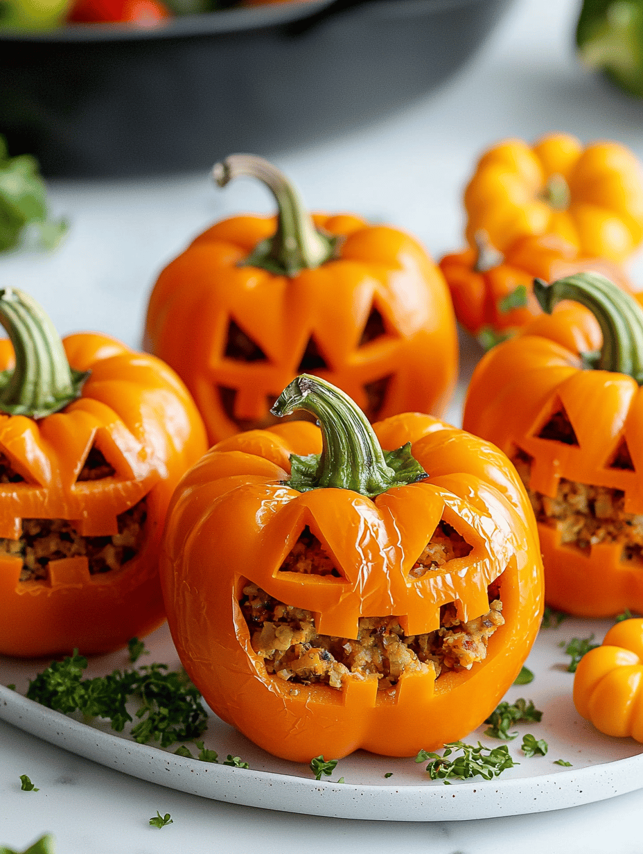 Halloween Jack-o’-Lantern Stuffed Bell Peppers: A Spooky Feast